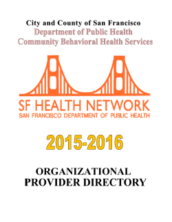 CBHS Provider Manual - San Francisco Department of Public Health