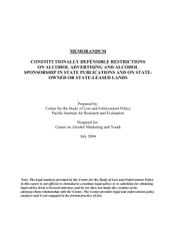 memorandum - Center on Alcohol Marketing and Youth