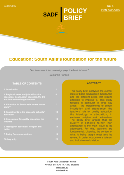 POLICY BRIEF - South Asia Democratic Forum