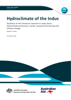 Hydroclimate of the Indus - synthesis of the literature relevant to