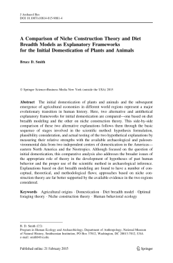 A Comparison of Niche Construction Theory and Diet Breadth