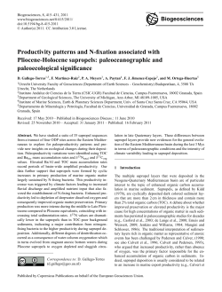 Productivity patterns and N-fixation associated with Pliocene