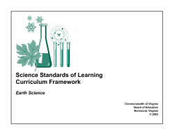 Science Standards of Learning Curriculum Framework Earth Science