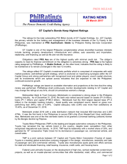 Press Release: "GT Capital`s Bonds Keep Highest