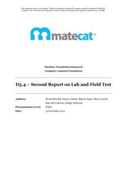 D5.4 &ndash; Second Report on Lab and Field Test