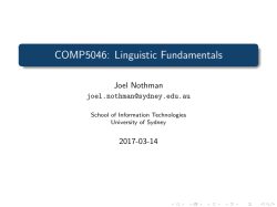 COMP5046: Linguistic Fundamentals