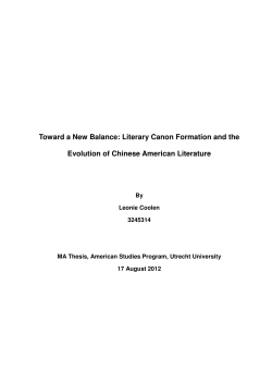 Literary Canon Formation and the Evolution of Chinese American
