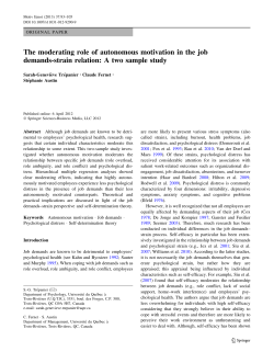 The moderating role of autonomous motivation in the job demands