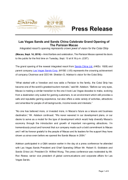 Press Release - Las Vegas Sands Investor Relations