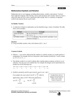 BLM MS&ndash;4 Mathematical Symbols and Notation