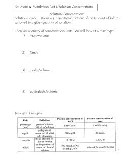 1 Solution Concentrations Solution Concentrations &ndash; a quantitative