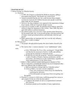 CHAPTER SEVEN I. Interest Groups in a Pluralist Society