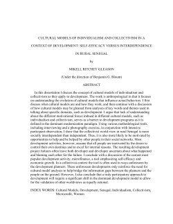 Cultural Models of Individualism and Collectivism