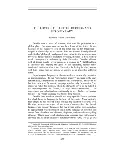 the love of the letter: derrida and his only lady