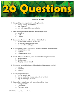 ANIMAL BABIES 2 1. Being a baby or young animal is