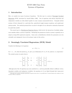 ECON 5360 Class Notes Systems of Equations 1 Introduction 2