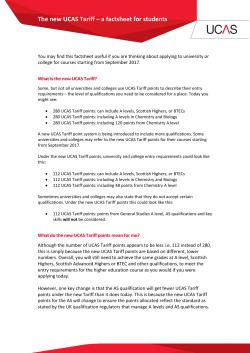The new UCAS Tariff &ndash; a factsheet for students