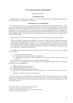 COUNTRY REPORT: ZIMBABWE