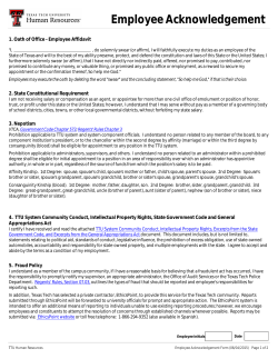 Employee Acknowledgement - Texas Tech University Departments