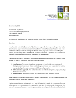 City of Albany Planning Department 1000 San