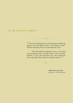 The final court of appeal - Judge, Jurist and Upholder of the Rule of