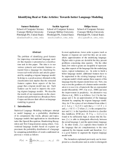 Identifying Real or Fake Articles: Towards better Language Modeling