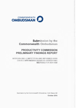 Submission into PC inquiry about Human Services (October 2016)