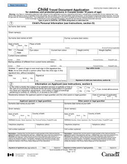 Child Travel Document Application [PPTC 192]