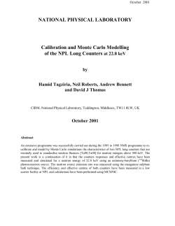 NATIONAL PHYSICAL LABORATORY Calibration and Monte Carlo
