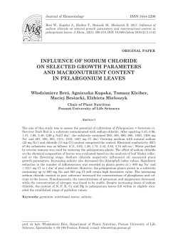 influence of sodium chloride on selected growth parameters and