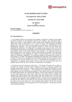 IN THE SUPREME COURT OF INDIA Civil Appeal No