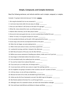 Simple, Compound, and Complex Sentences