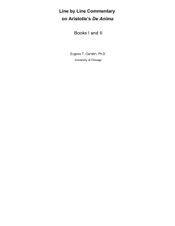 Line by Line Commentary on Aristotle`s De Anima Books I and II