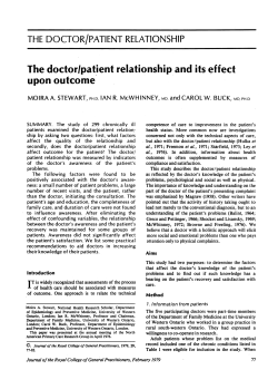 THE DOCTOR/PATIENTRELATIONSHIP