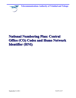 National Numbering Plan - Telecommunications Authority of