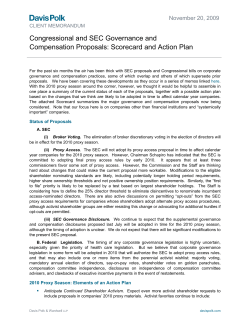 Congressional and SEC Governance and Compensation Proposals