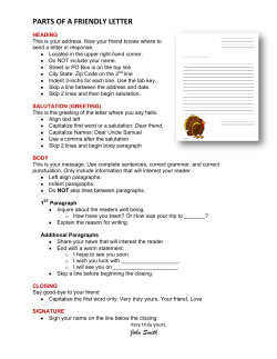 parts of a friendly letter