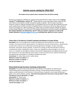 Interim course catalog for 2016-2017