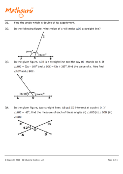 Q1. Find the angle which is double of its supplement. Q2