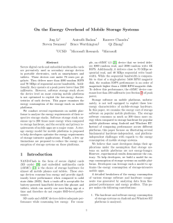On the Energy Overhead of Mobile Storage Systems 1 Introduction