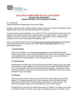 (Parenthetical) Citation - Westchester Community College