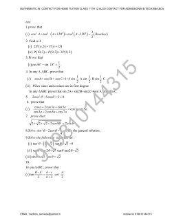 1. that 3 cos cos 120 cos 120 2 2. Find n if 2 P ,3 13 P 10,3 9,3 3 9,2
