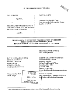 DAN R. SINGER, V. Appellant, Appellee. CASENO. 11