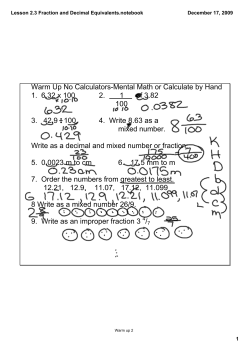 Lesson 2.3 Fraction and Decimal Equivalents.notebook
