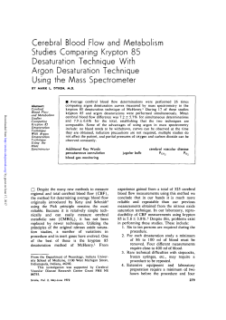 Cerebral Blood Flow and Metabolism Studies Comparing Krypton