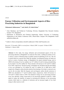 Energy Utilization and Environmental Aspects of Rice Processing