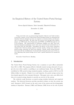 An Empirical History of the United States Postal Savings System