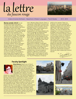 French Newsletter - Academic Year 2014-2015