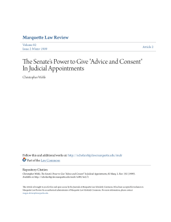 The Senate`s Power to Give "Advice and Consent" In Judicial