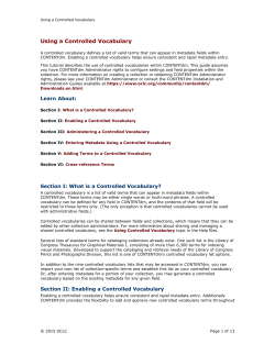 Using a Controlled Vocabulary